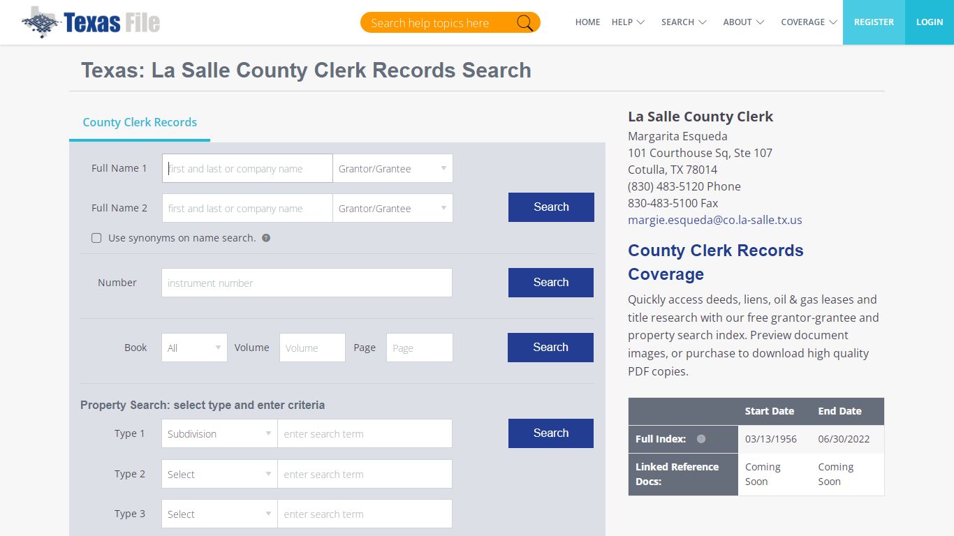 La Salle County Clerk Records Search | TexasFile